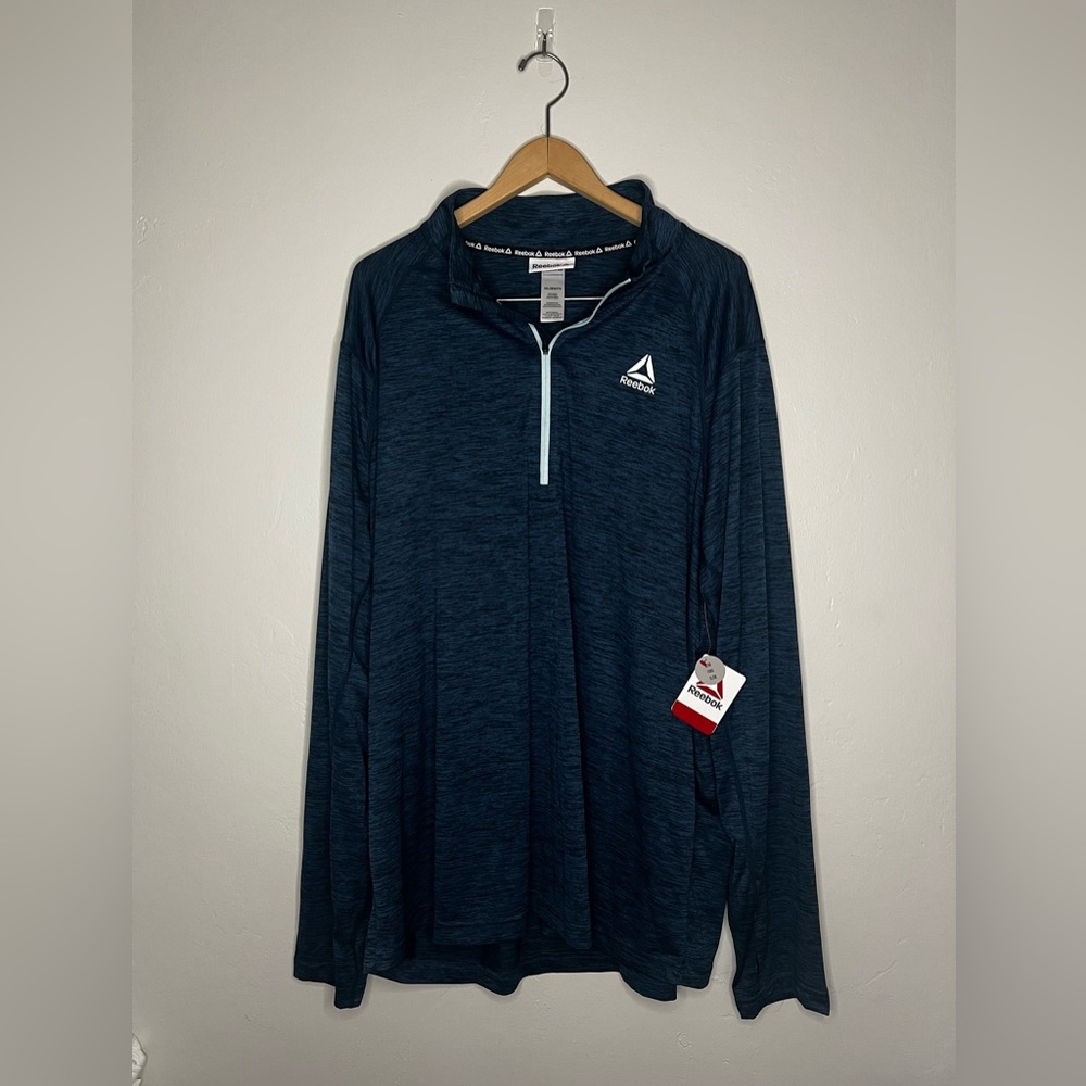 NWT Men’s Reebok Blue Heather Quarter-Zip Top